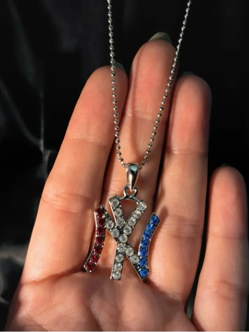 NY Yankees Rhinestone Pendant Necklace UNISEX